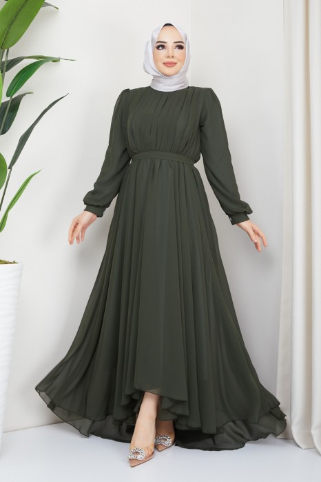 KHAKI EVENING DRESS  