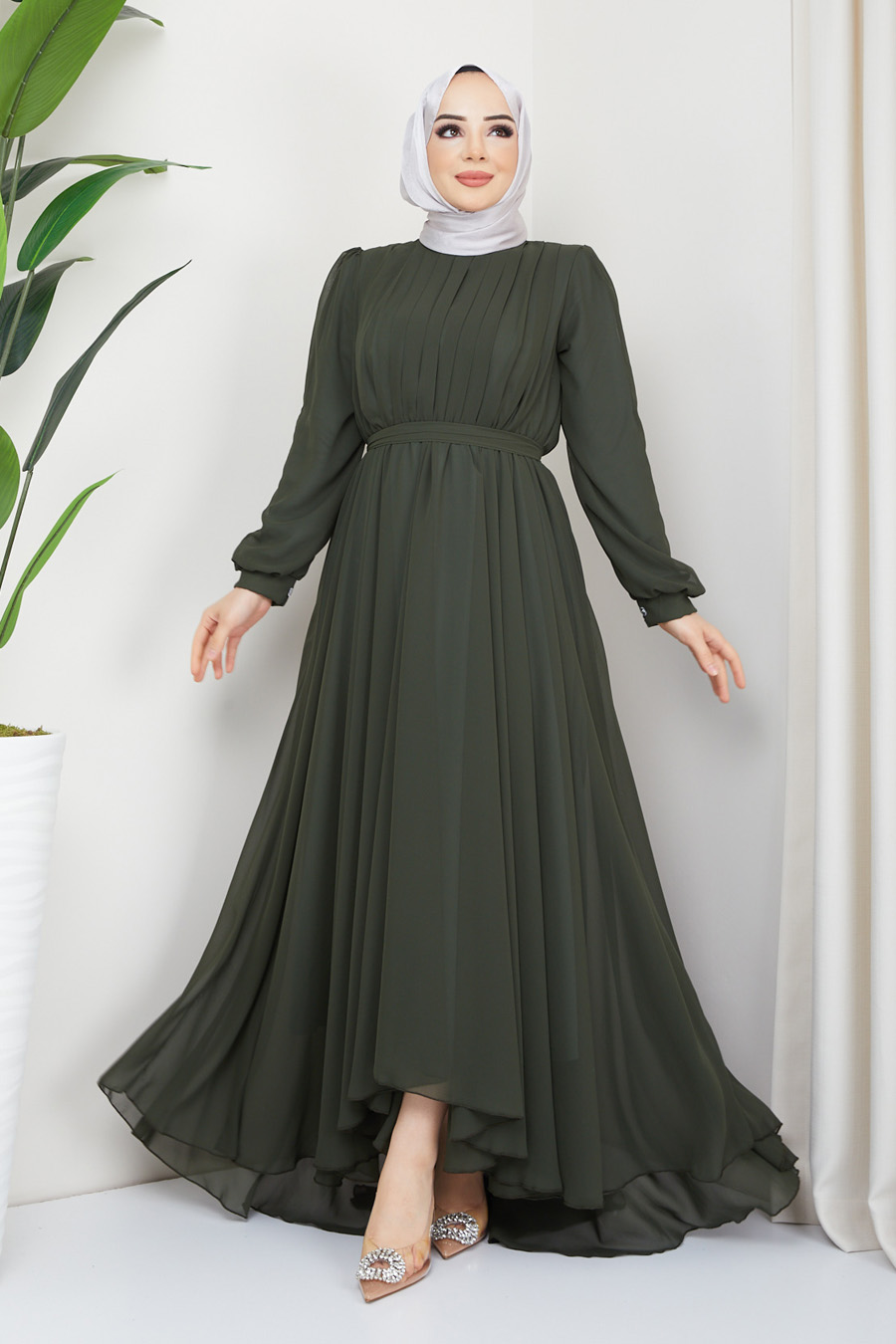 KHAKI EVENING DRESS   KHAKI EVENING DRESS