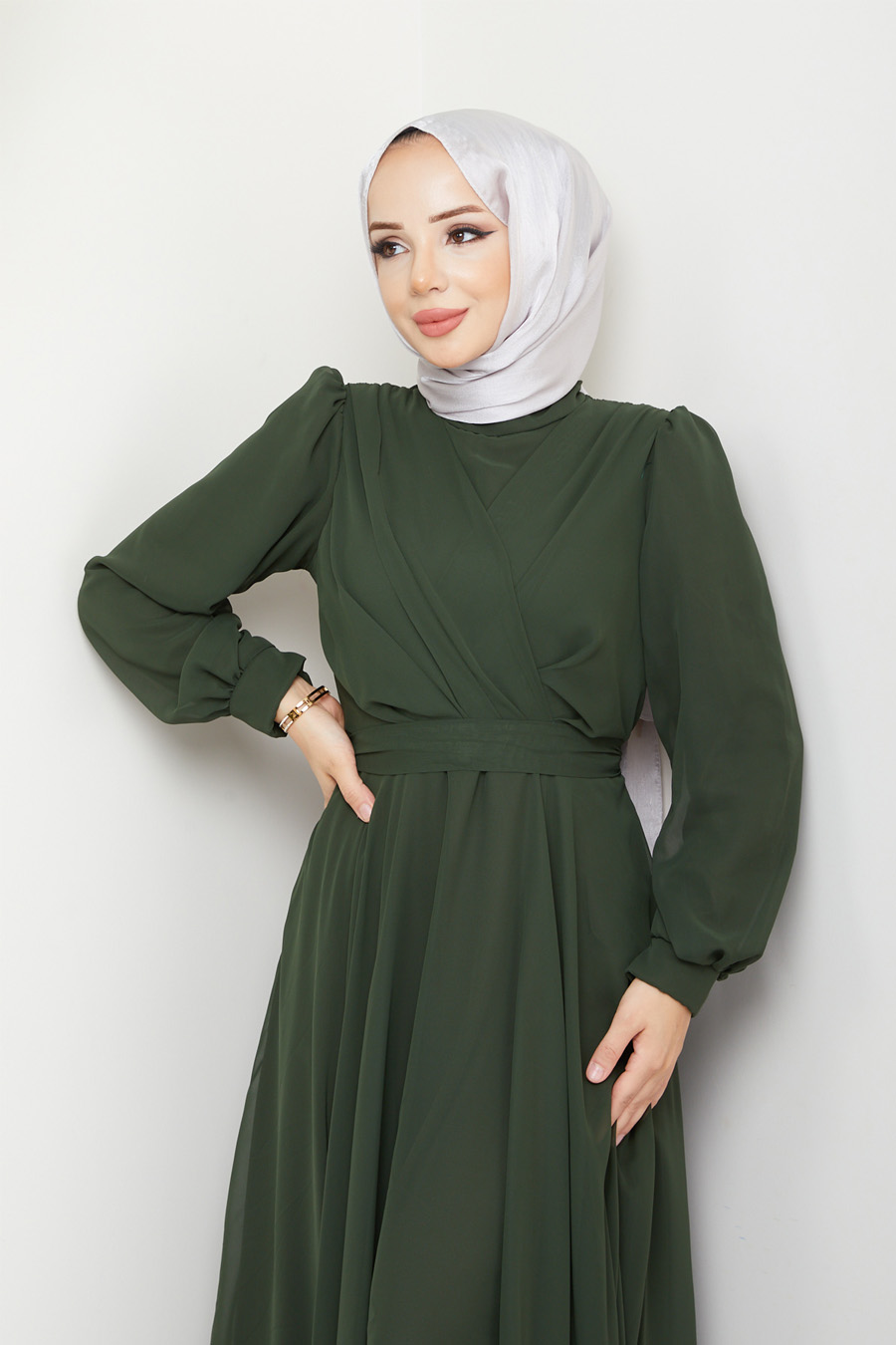 KHAKI EVENING DRESS  