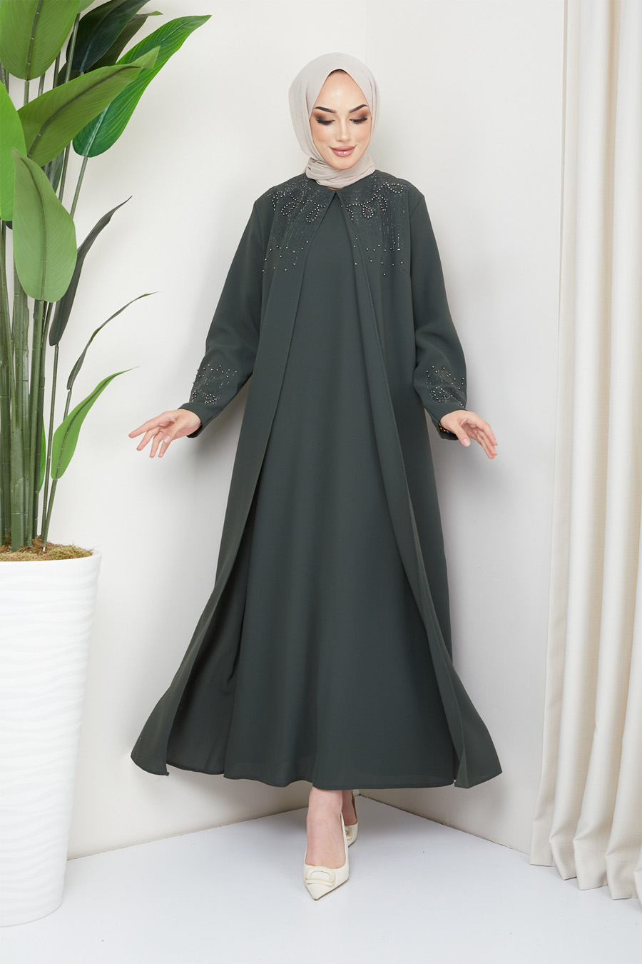 KHAKI COLOR EVENING DRESS   KHAKI COLOR EVENING DRESS