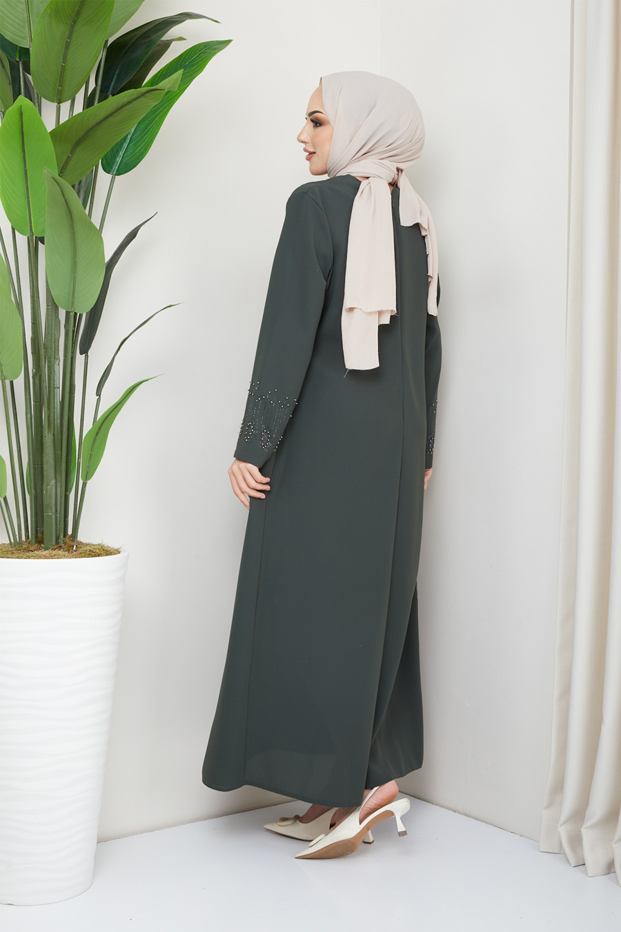 KHAKI COLOR EVENING DRESS   KHAKI COLOR EVENING DRESS