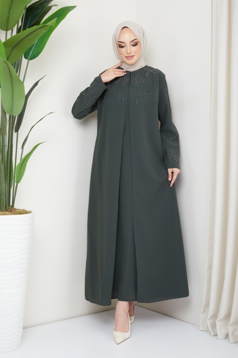 KHAKI COLOR EVENING DRESS  