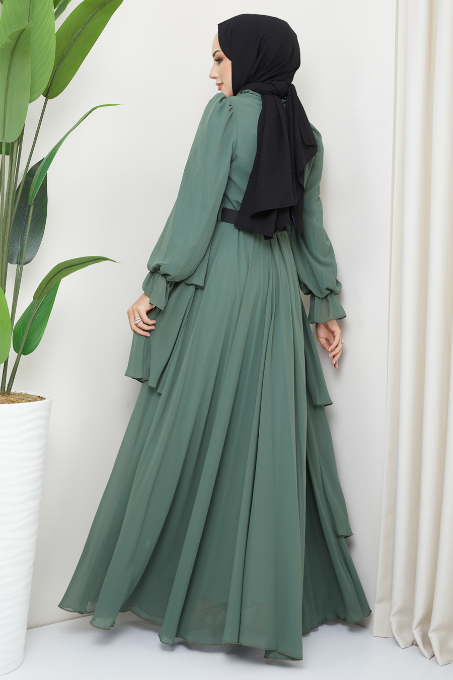 KHAKI  EVENING DRESS  