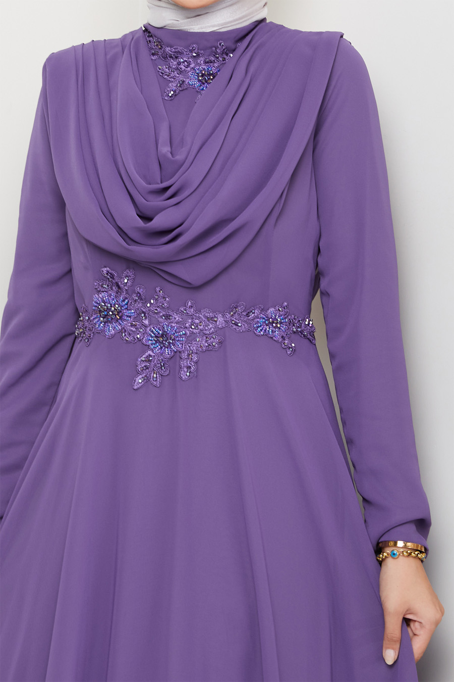 LILA - LACE DETAILED EVENING DRESS