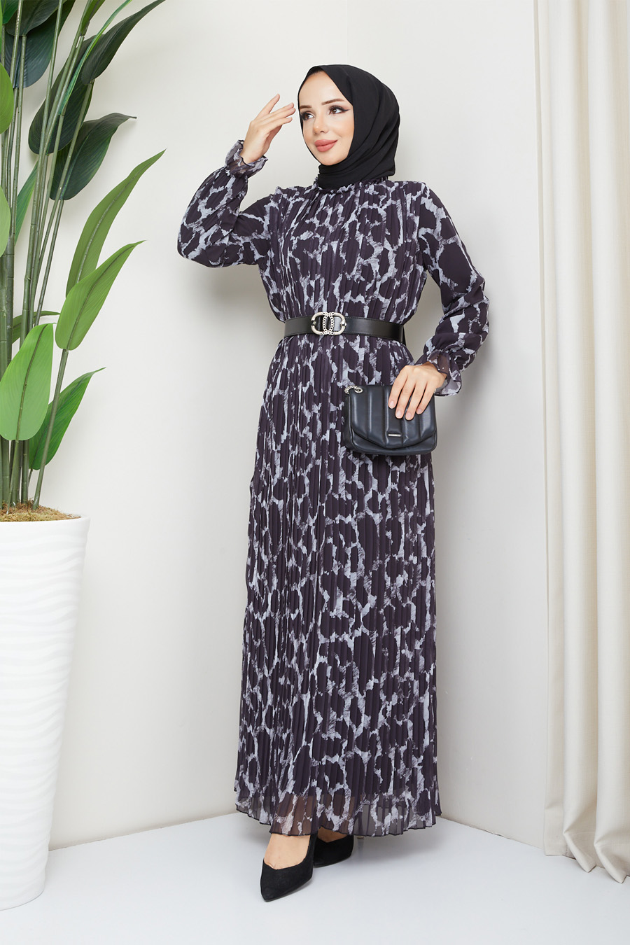 LEOPAR PATTERNED BLACK  - DRESS