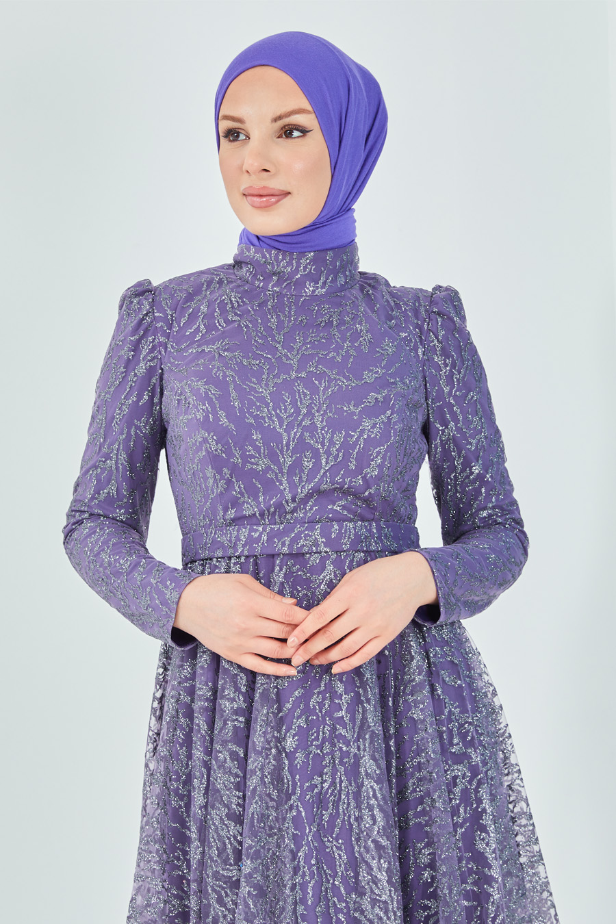 SILVERY LILA EVENING DRESS  