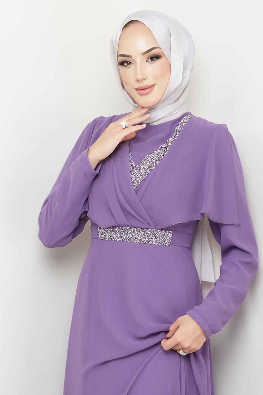 LILA STONED  EVENING DRESS  