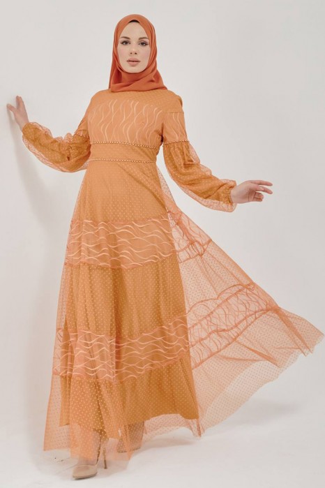 MUSTARD EVENING DRESS  