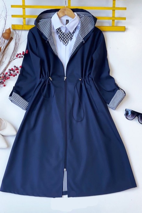 TRENCH COAT - NAVY BLUE 