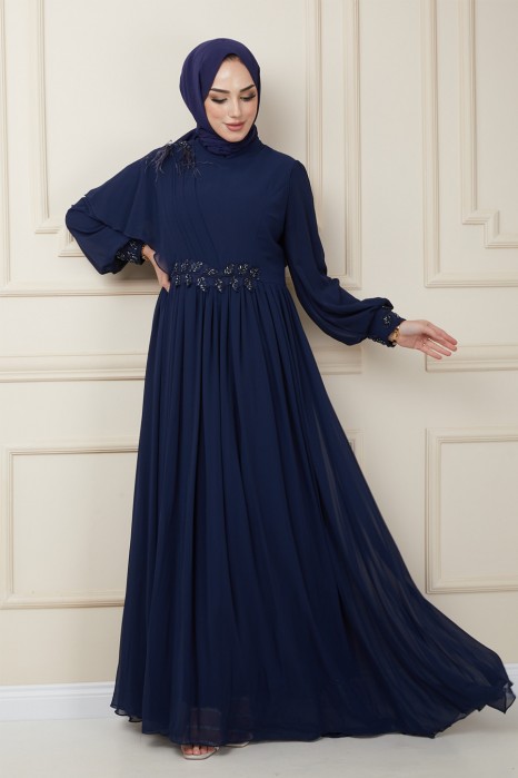 NAVY BLUE EVENING DRESS  