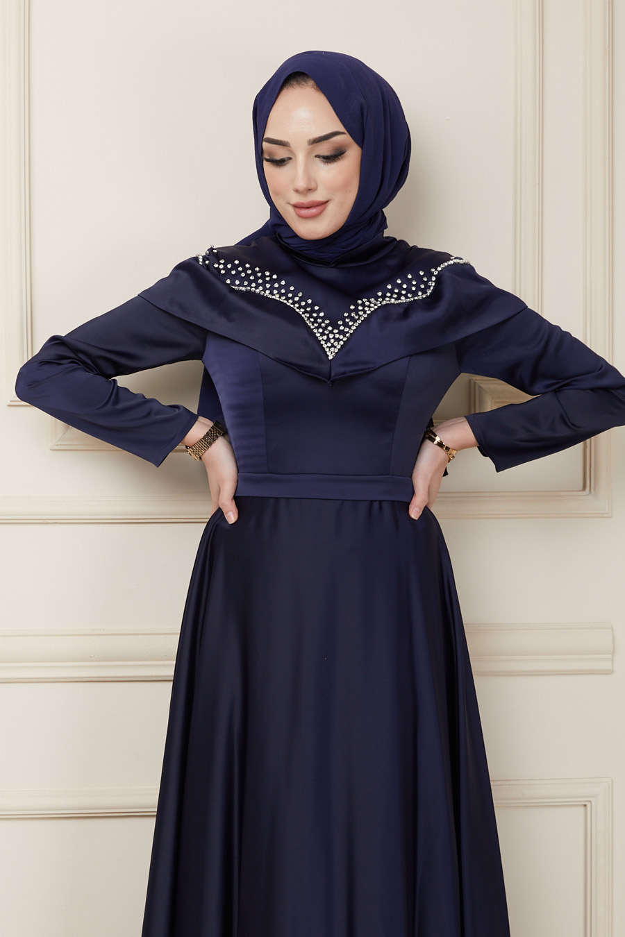 NAVY BLUE EVENING DRESS  