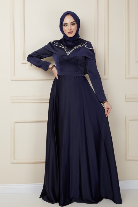 NAVY BLUE EVENING DRESS  