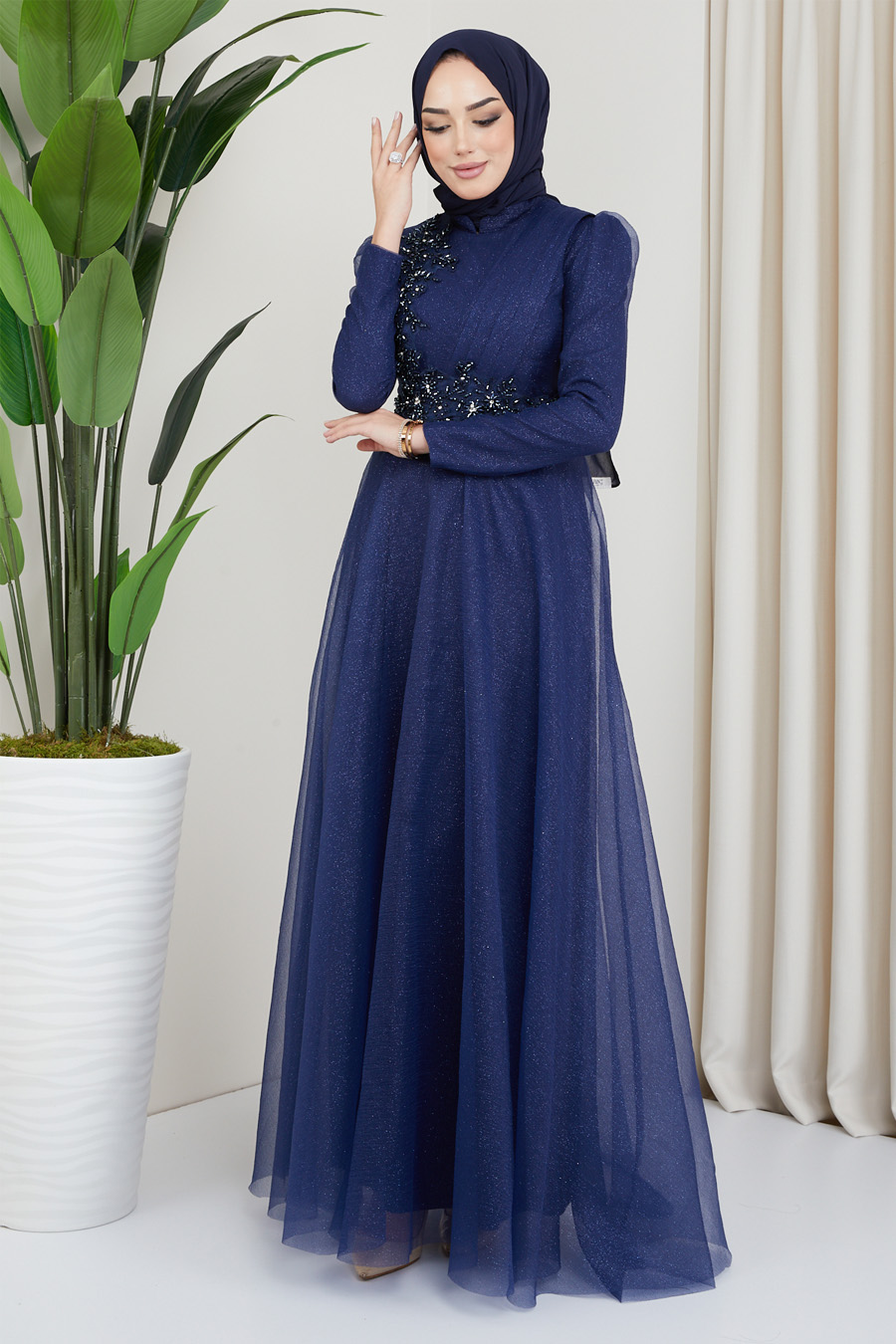 NAVY BLUE EVENING DRESS  