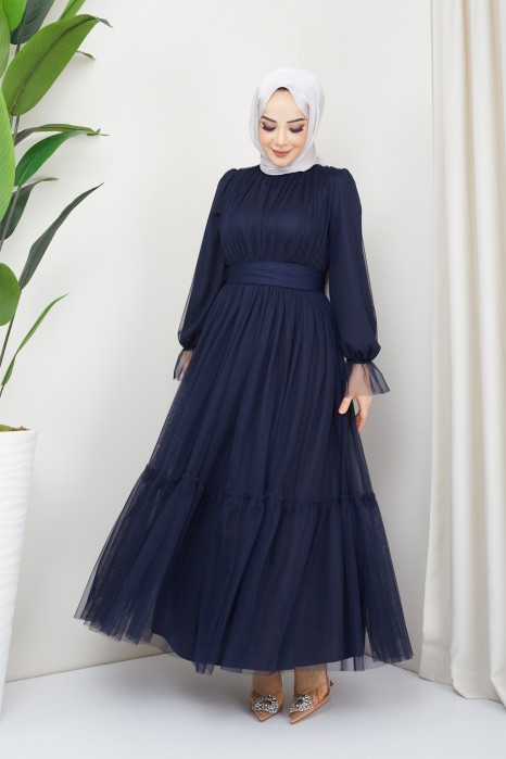 NAVY BLUE EVENING DRESS  