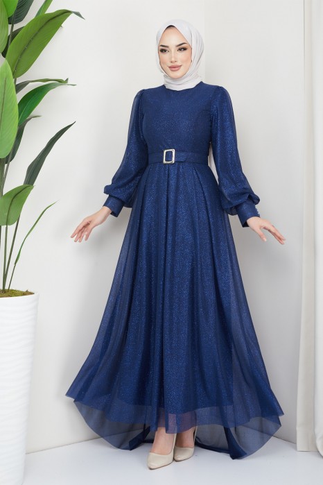 NAVY BLUE EVENING DRESS  