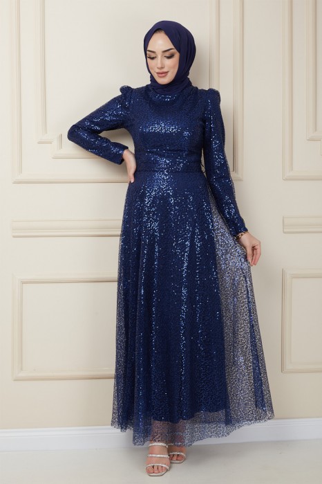NAVY BLUE EVENING DRESS  