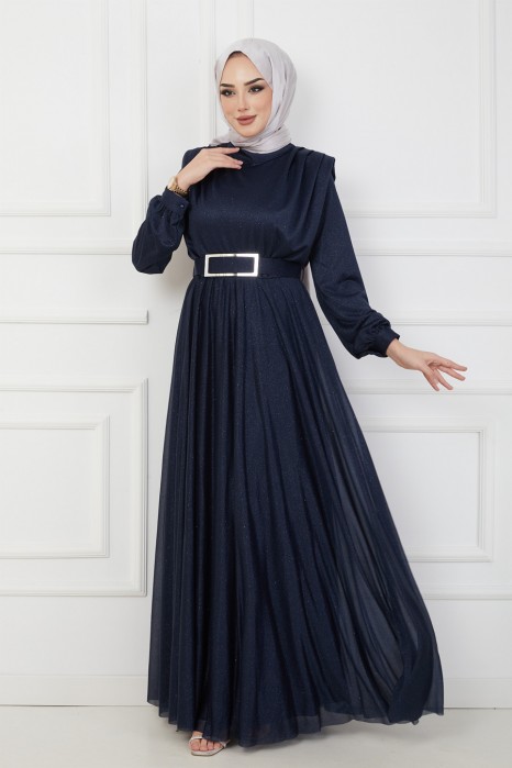 NAVY BLUE EVENING DRESS  