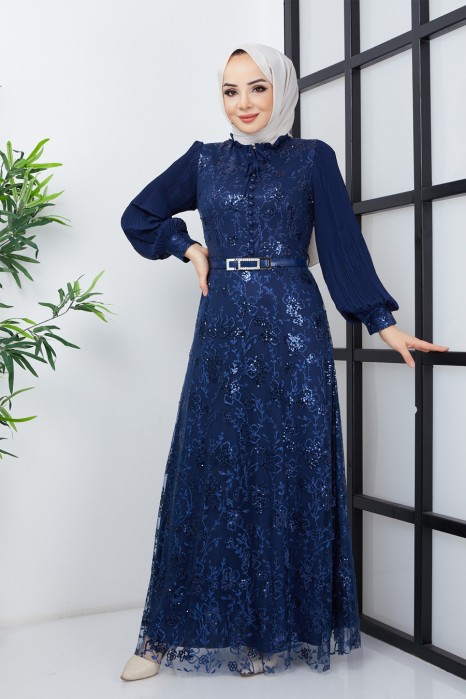 NAVY BLUE EVENING DRESS  