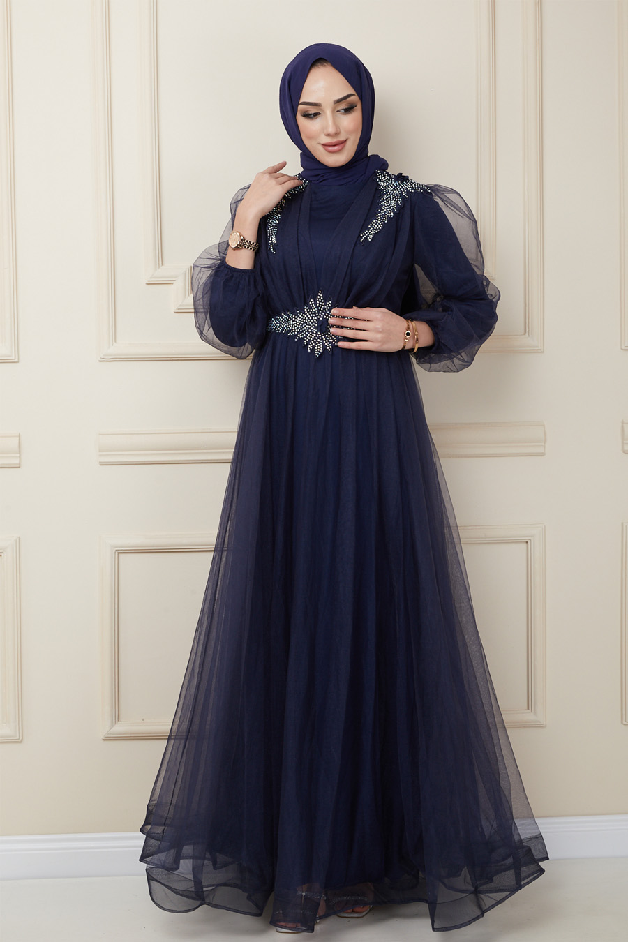 NAVY BLUE EVENING DRESS  