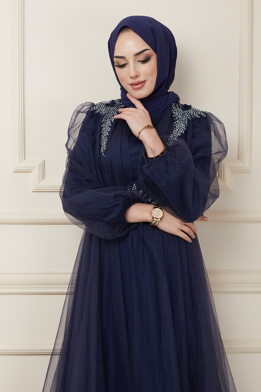 NAVY BLUE EVENING DRESS  