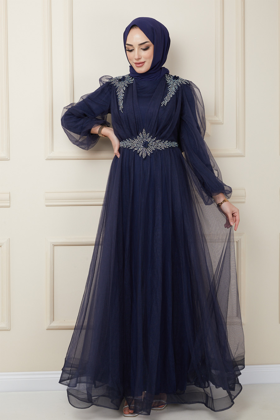 NAVY BLUE EVENING DRESS  
