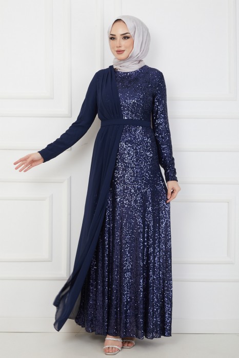 NAVY BLUE EVENING DRESS  