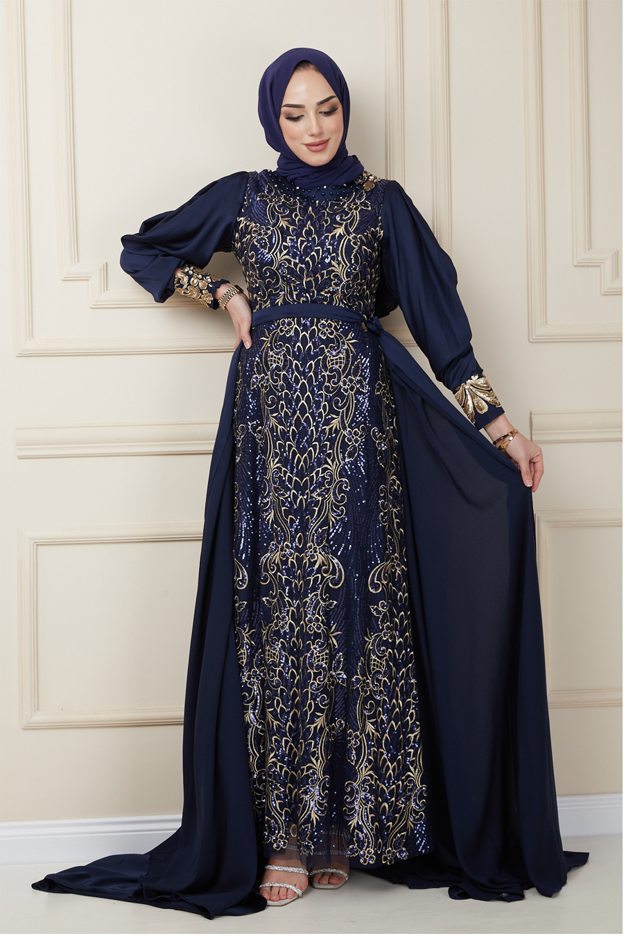NAVY BLUE EVENING DRESS  