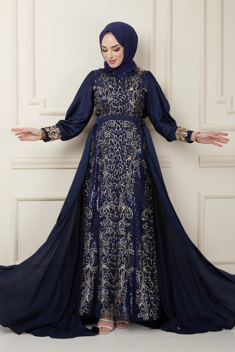 NAVY BLUE EVENING DRESS  