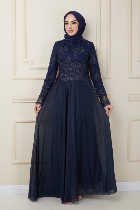 NAVY BLUE EVENING DRESS  