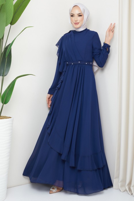 NAVY BLUE  EVENING DRESS  