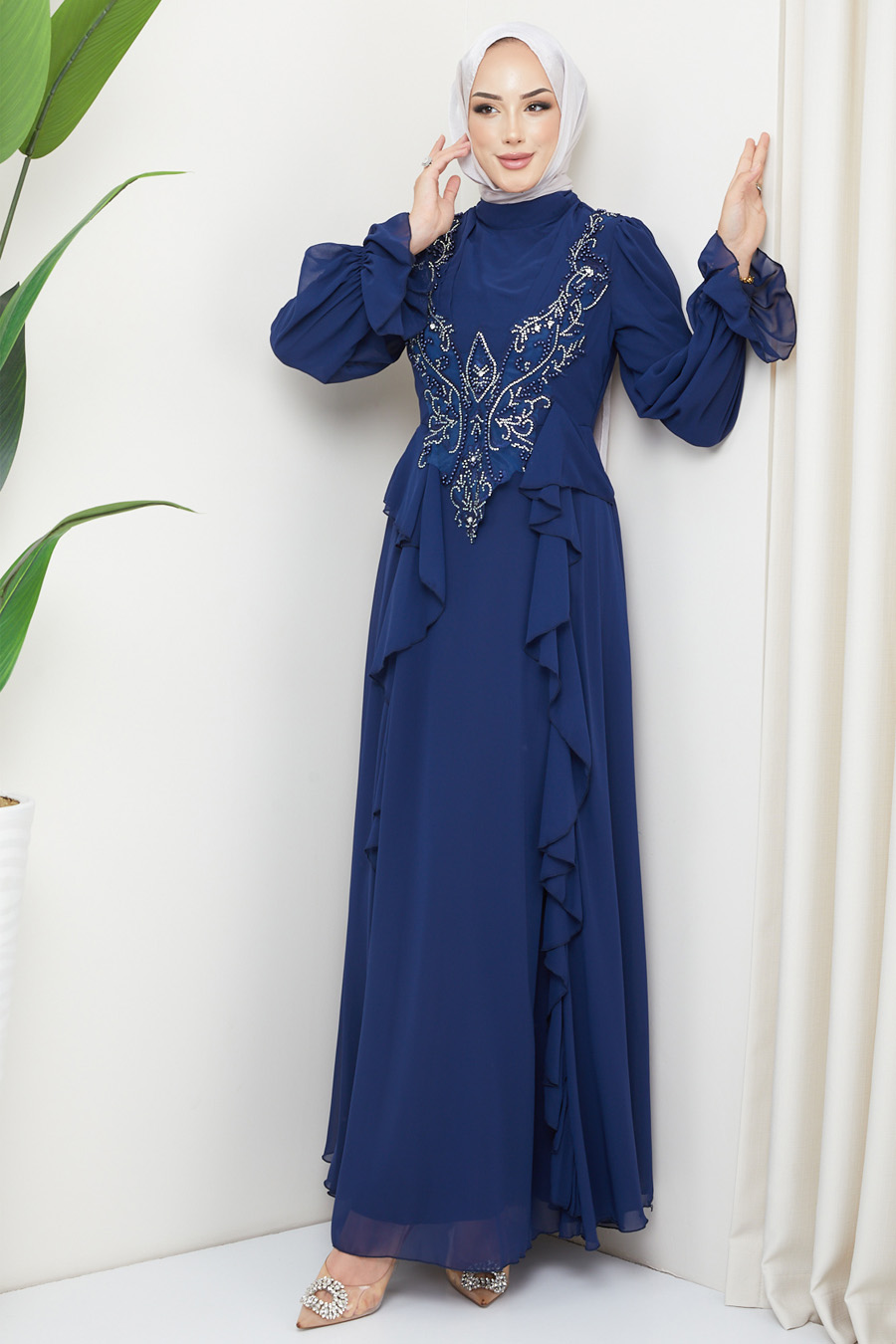 NAVY BLUE  EVENING DRESS  