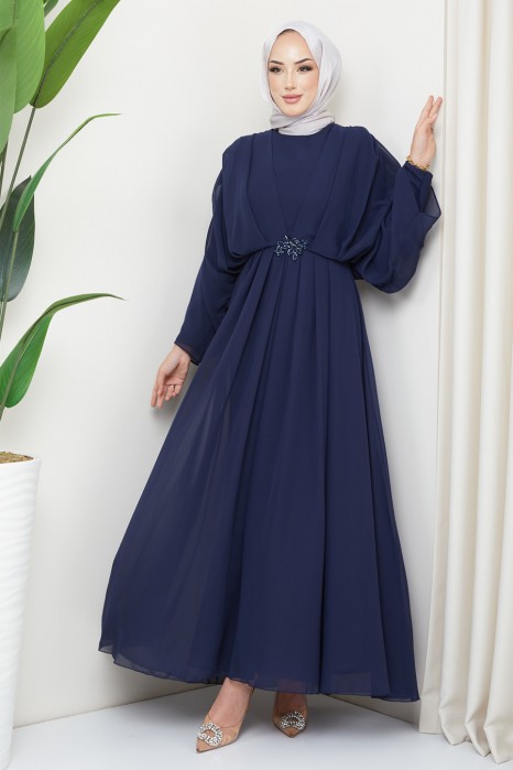 NAVY BLUE EVENING DRESS  
