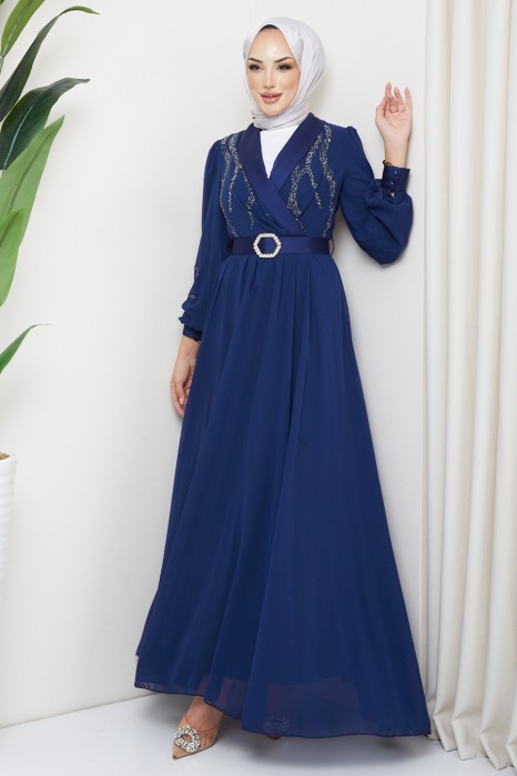 NAVY BLUE   EVENING DRESS  