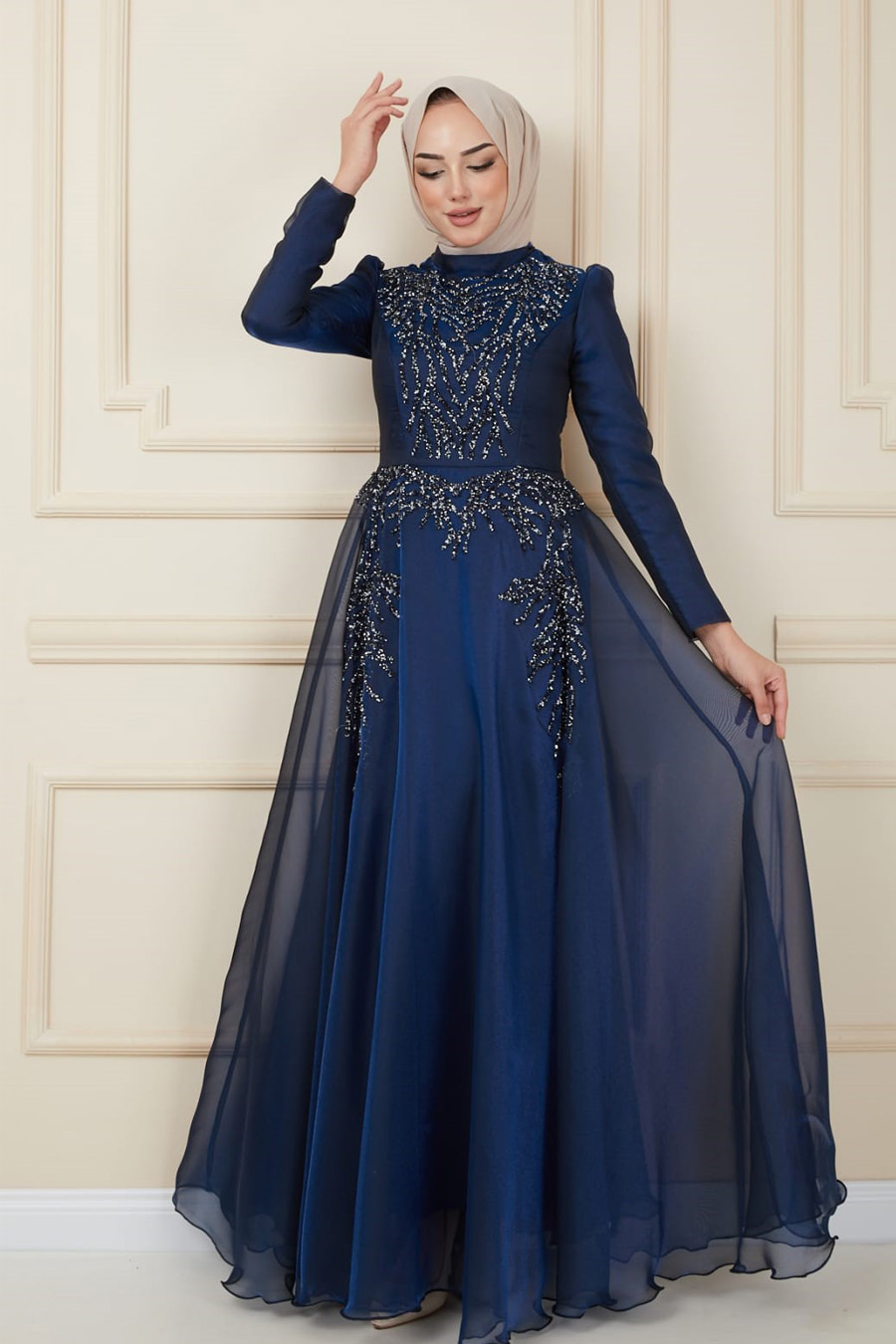 NAVY BLUE EVENING DRESS  