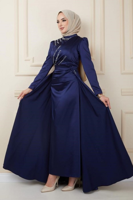NAVY BLUE EVENING DRESS  