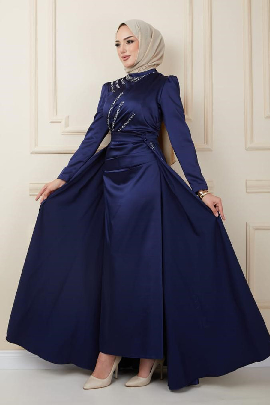 NAVY BLUE EVENING DRESS  