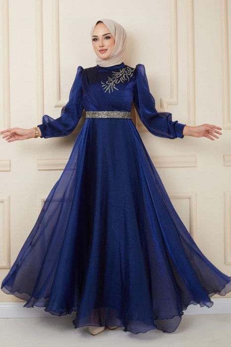 NAVY BLUE EVENING DRESS  