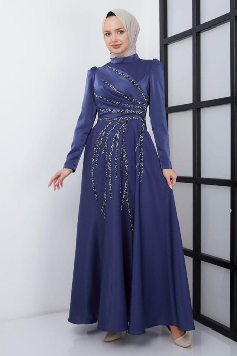 NAVY BLUE  EVENING DRESS  