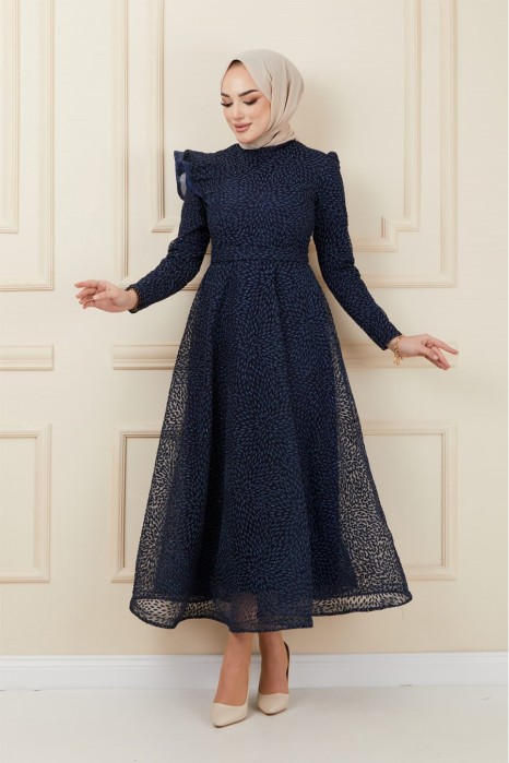 NAVY BLUE  EVENING DRESS  