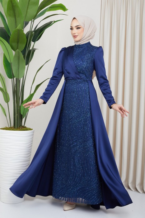 NAVY BLUE EVENING DRESS  