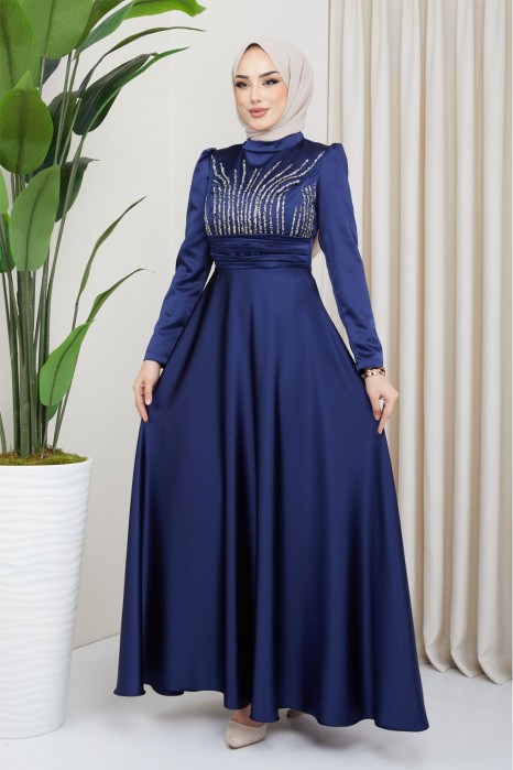 NAVY BLUE EVENING DRESS  
