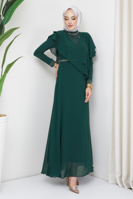 NECKLACE  EVENING DRESS EMERALD GREEN 