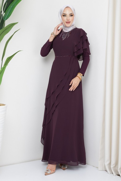 NECKLACE  EVENING DRESS PLUM 