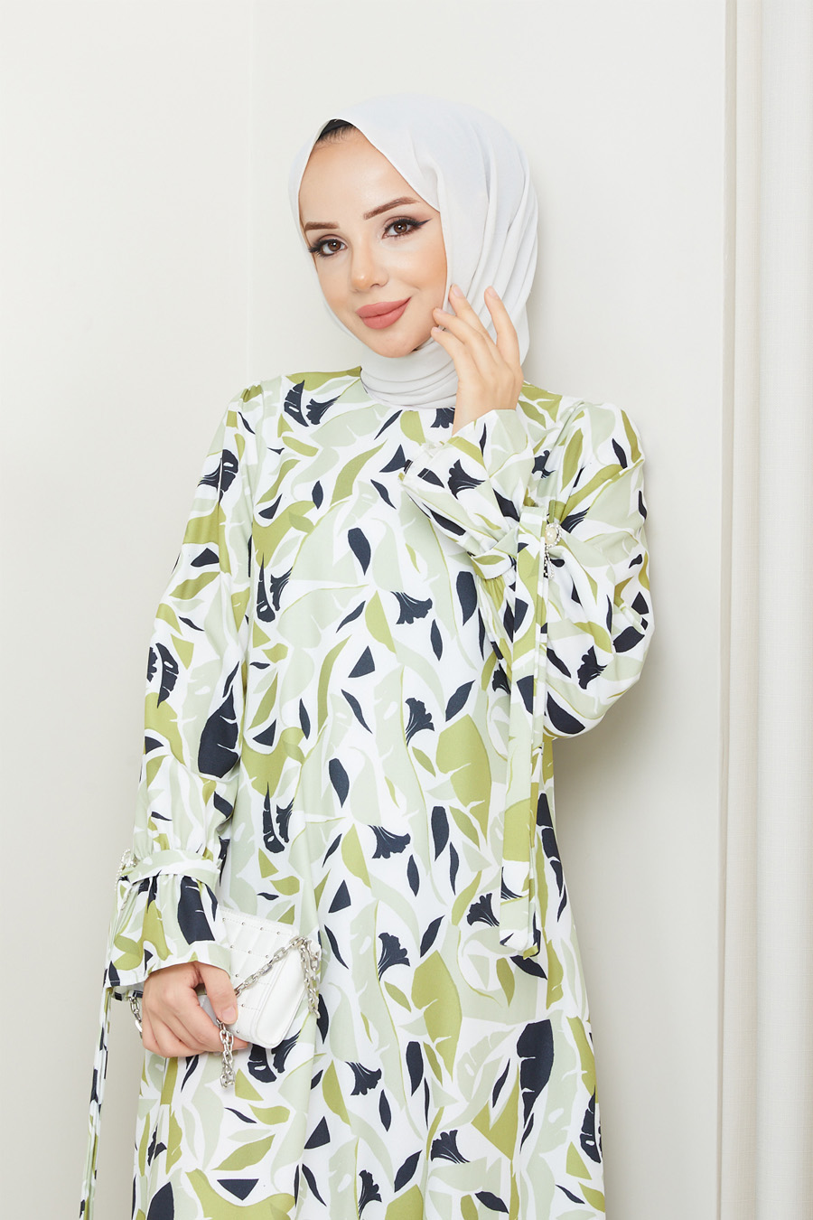 OIL GREEN PATTERNED  - DRESS
