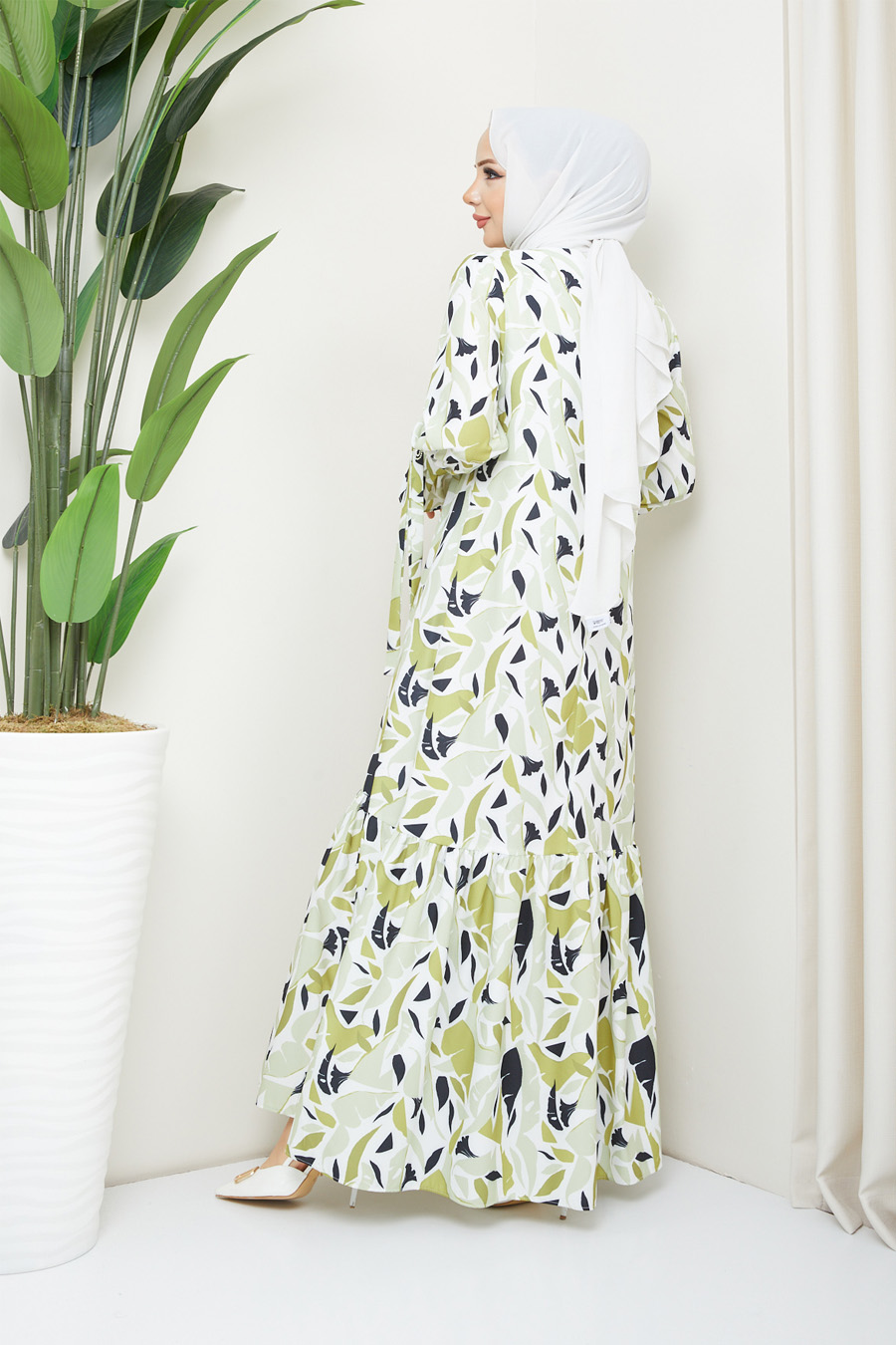 OIL GREEN PATTERNED  - DRESS