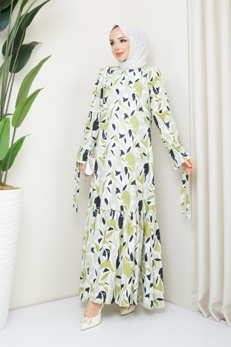 OIL GREEN PATTERNED  - DRESS