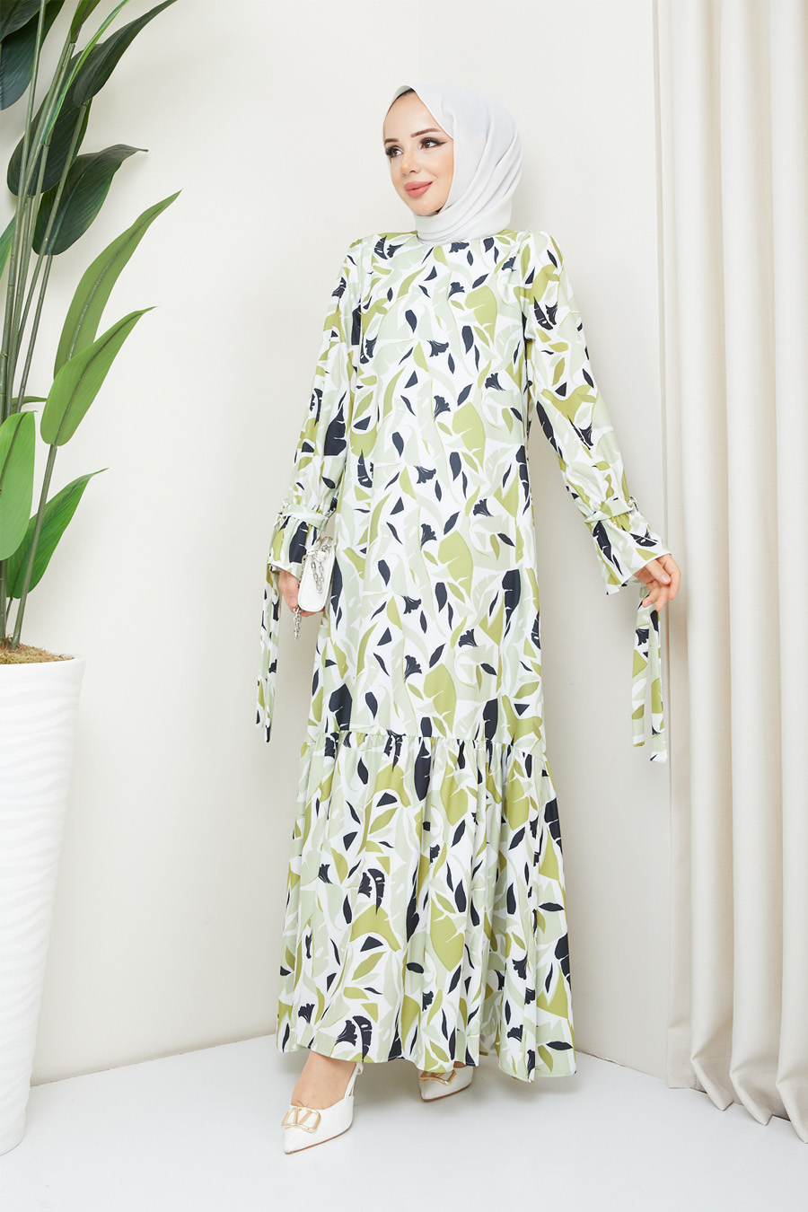 OIL GREEN PATTERNED  - DRESS