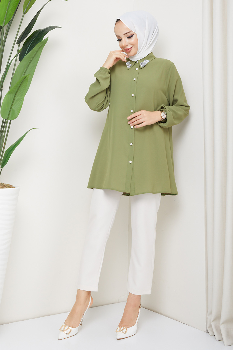 TUNIC - OIL GREEN  TUNIC - OIL GREEN