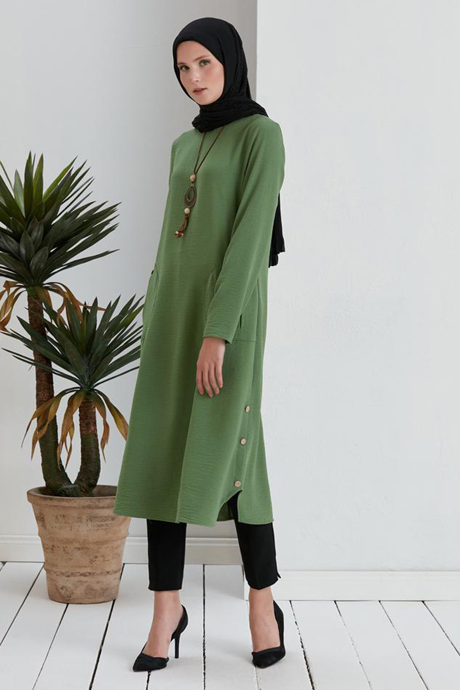 TUNIC - OIL GREEN  TUNIC - OIL GREEN