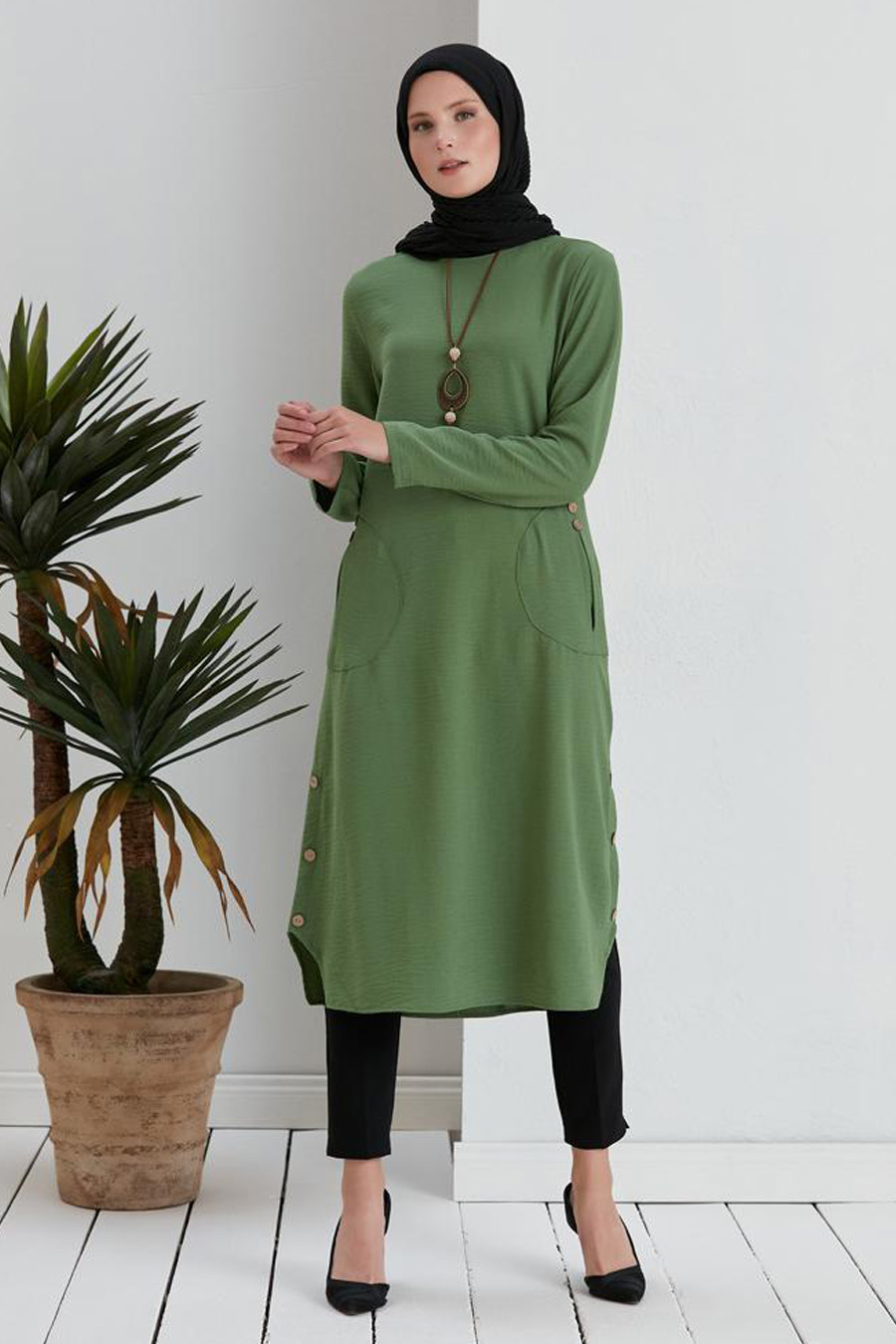 TUNIC - OIL GREEN  TUNIC - OIL GREEN